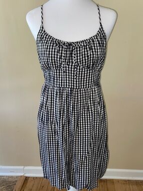 SO Black and White Gingham Spaghetti Strap Dress